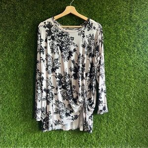 Jodifl Rose Knot Front Long Sleeve Knit Shirt